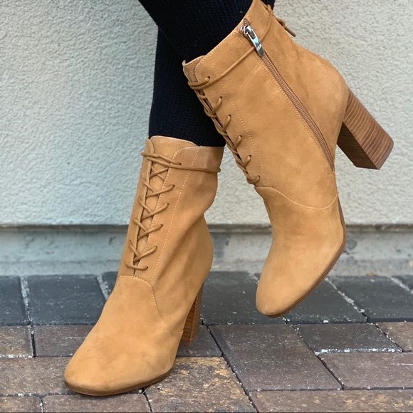 Genuine Suede High Block Heel Lace Up Combat Boots - Picture 7 of 8